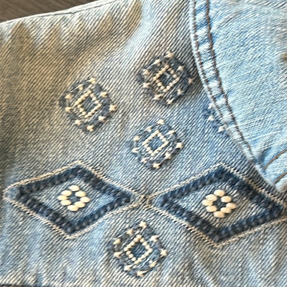 VTG Chaps Women Blue Denim Embroidered Jean Jacket Western Coastal Cowgirl Sz L - Picture 4 of 13